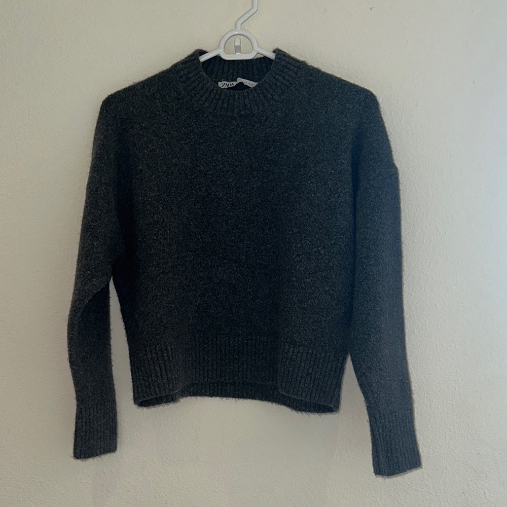 Zara Charcoal Knit Sweater - wool blend